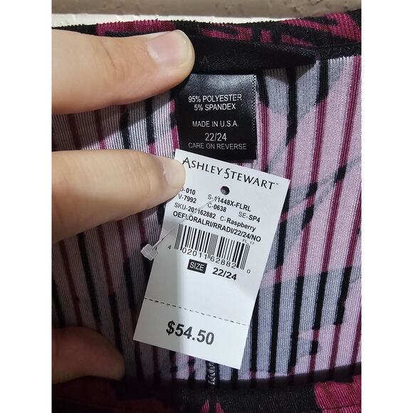 New Ashley Stewart Peplum Dress Purple and Black Plus Size 22/24 (829) - Picture 3 of 5